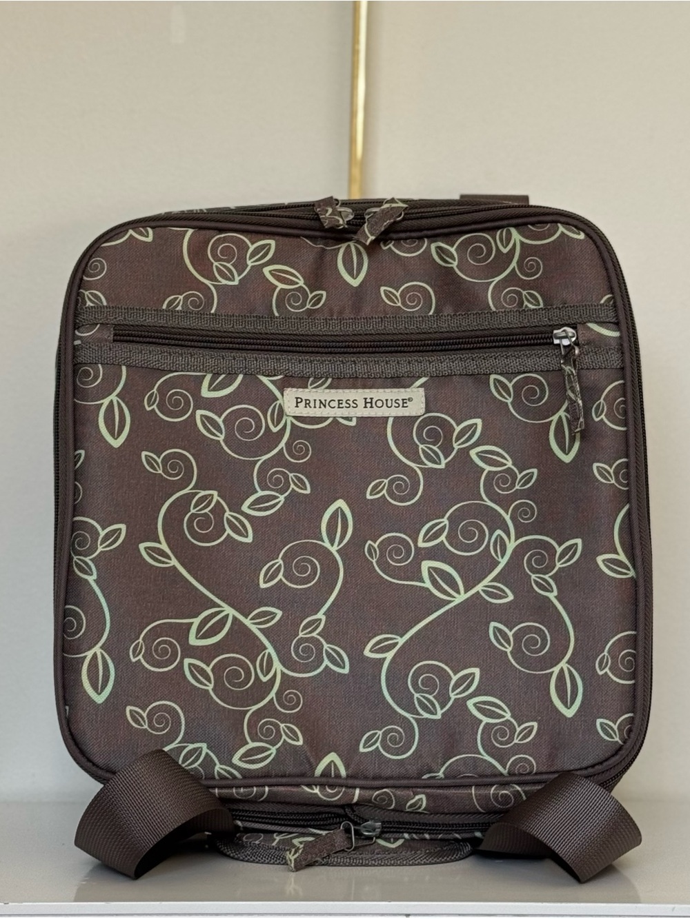 Princess House Brown Food Storage Bag with Mint Leaf Pattern